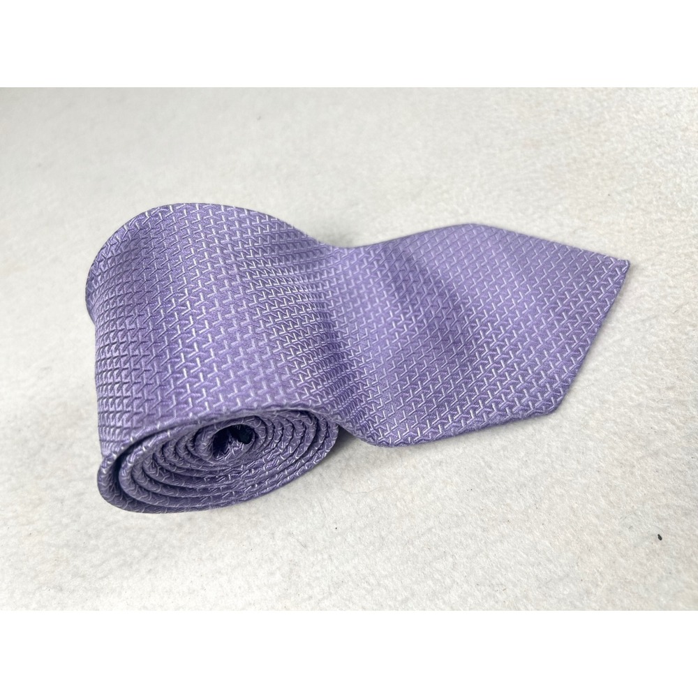 BCBG Attitude Necktie Mens OS Lavender Purple Geometric Silk Classic